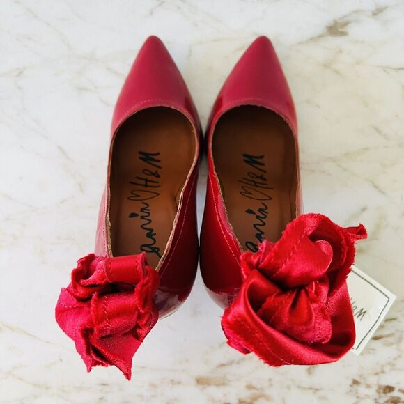 2010 LANVIN x H&M Red Patent Leather Ribbon Rhinestone Heel Pumps - EUR 37 /US 6 - Picture 5 of 11